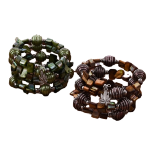 ROYAL BALI PEARL SHELL BRACELET SET WITH STAINLESS STEEL METAL WIRE